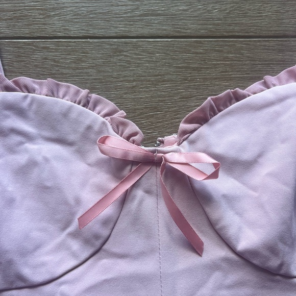 PacSun Pink Bow Cropped Shirt SMALL - Picture 3 of 4